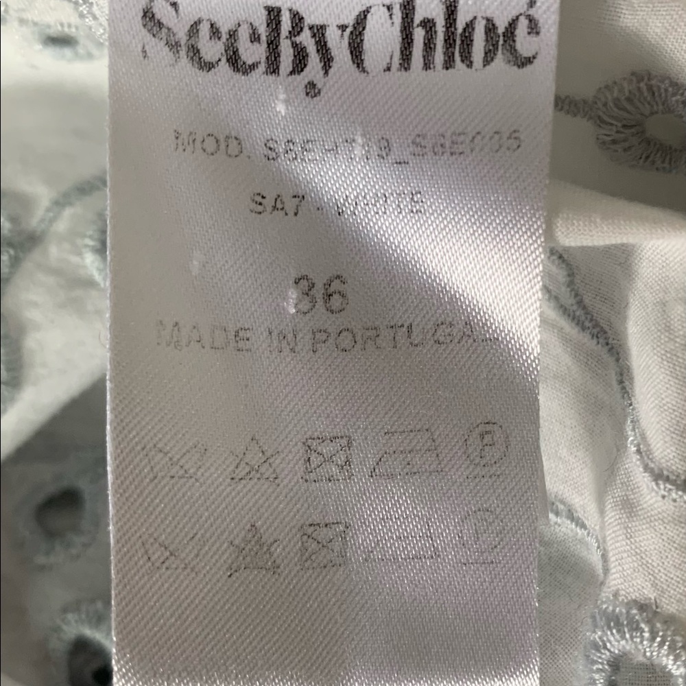 See by Chloe Off The Shoulder Broderie Anglais Blouse Size 6 - Picture 8 of 9